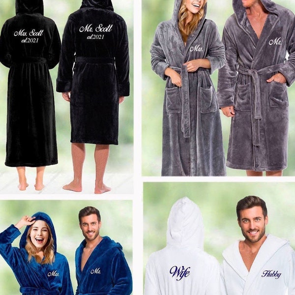 Personalized Plush Bathrobes for Couples Etsy