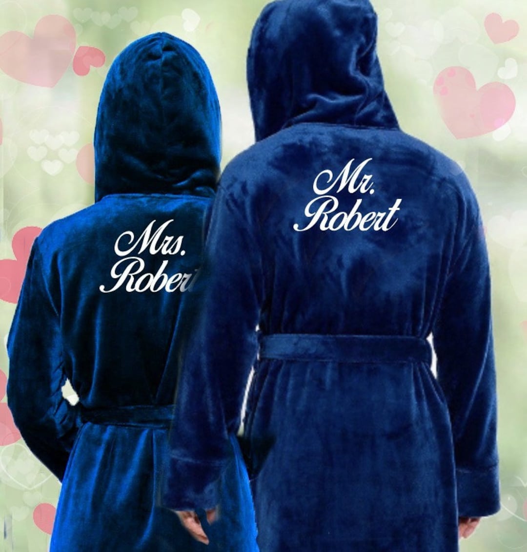 Custom Robes Hooded, Customized Bathrobes, Fleece Warm Kimono, Winter