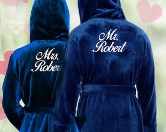 Custom Robes, Bathrobe, Customized Bathrobes, Fleece Warm Kimono, Winter Bathrobe for Her, Couples Matching, Couple Gift