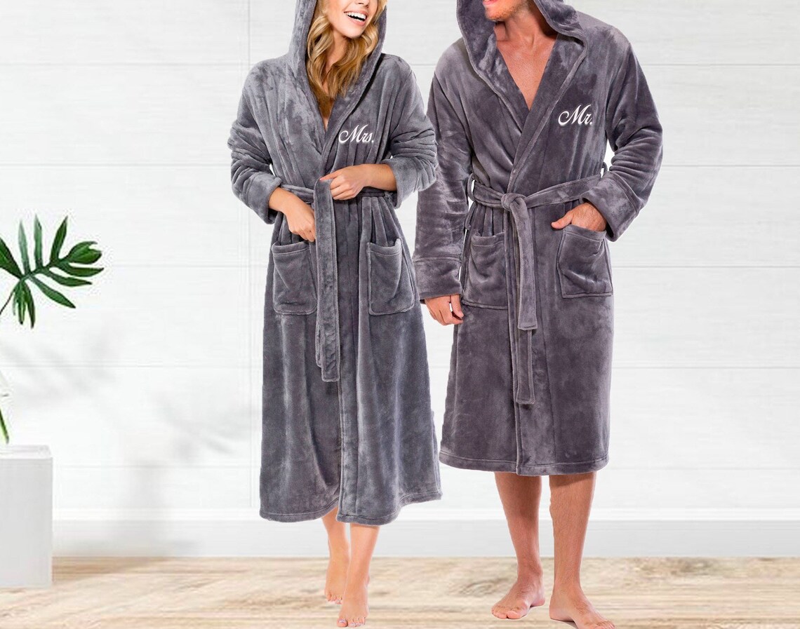 Mr and Mrs Hooded Bathrobes for Custom Gift for Him and Her Etsy
