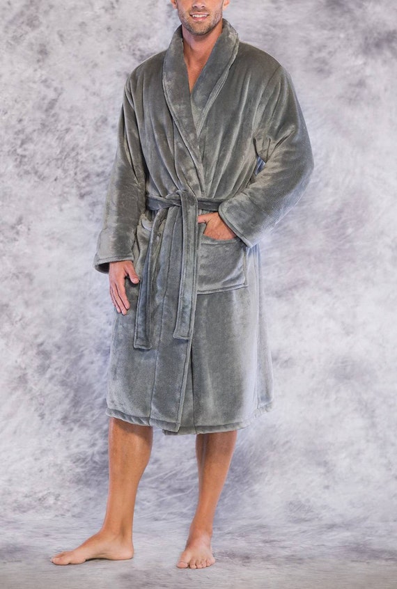 Monogrammed Plush Fleece BathRobe For Men Etsy