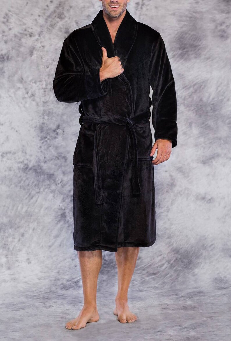 Monogram Mens Robe Personalized Long Microfleece Plush Etsy