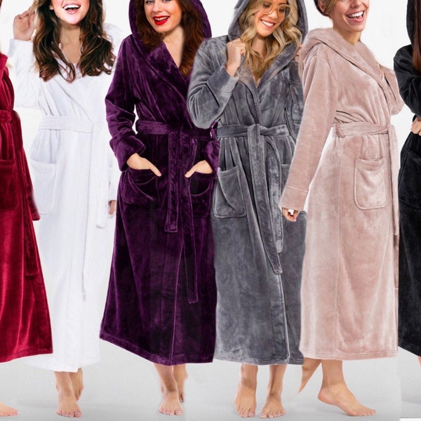 Personalized Hooded Bathrobe, Embroidered Long Plush Robe