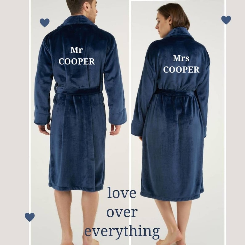 2 Matching Robes His and Hers Bath Robes Set for Couples Mr Etsy
