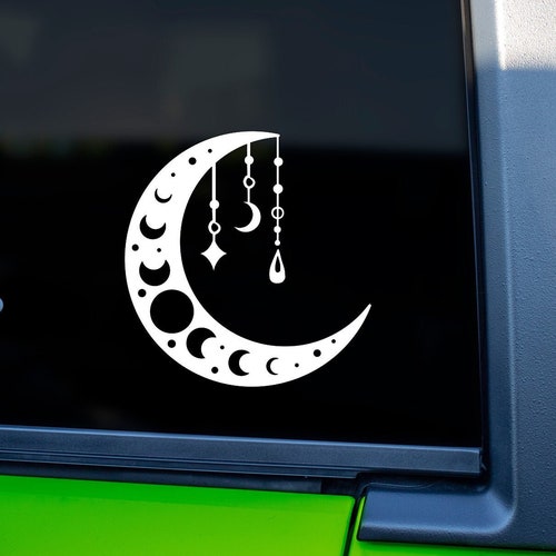 Moon Car Decal Moon Cycle Decal Sticker Crescent Moon Car Etsy