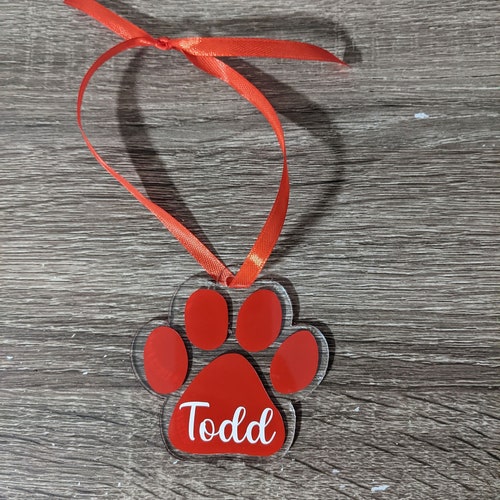 Dog Paw Christmas Ornament, Pet Ornament, Pet Christmas Ornament, Dog Ornament, Cat Ornament, Custom Pet Ornament, Pet Name Ornament