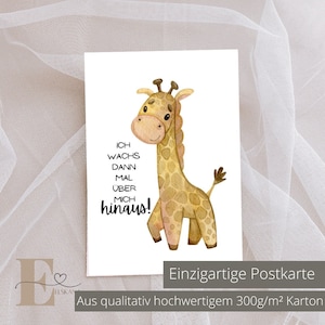 Postkarte "Giraffe Hochhinaus" I A6 Karte Geburtstag Geschenk Affirmationskarte Kinder Erwachsene Mut Selbstbewusstsein