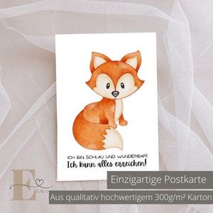 Postkarte "Schlaufuchs" I A6 Karte Geburtstag Geschenk Affirmationskarte Kinder Erwachsene Mut Selbstbewusstsein Fuchs