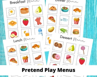 Pretend Play Menus, Instant Download