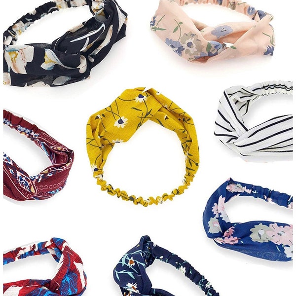 Knotty Headband Knotted Headband Cute Floral Hair Headband Cute Gift for Woman, Girls, Teens Comfortable Headband Turban Style Twisted Knot