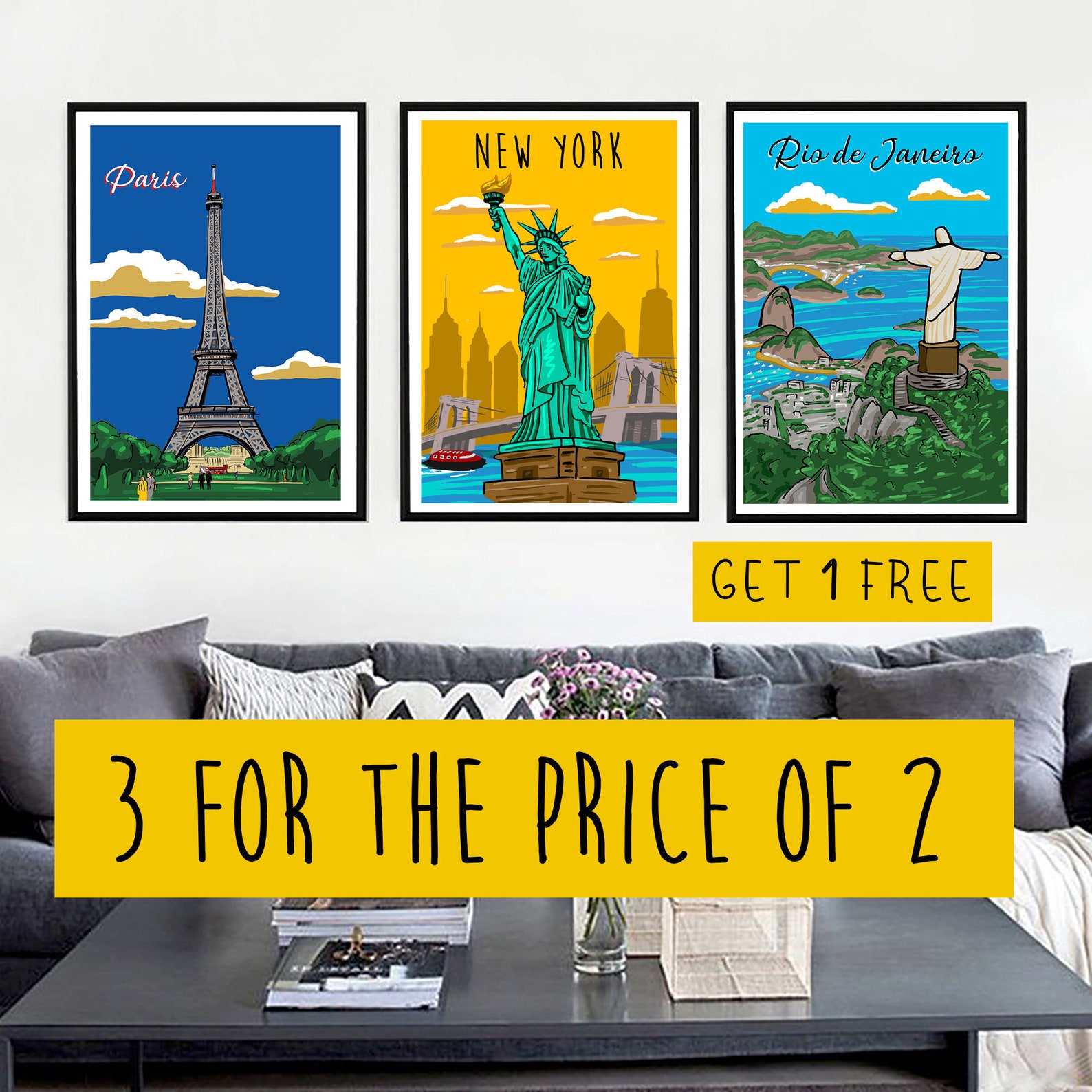 World Cities Posters Collection. Color Print Set 3x2 GET ONE | Etsy