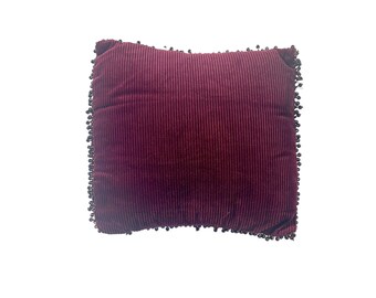 Wine Colored Bejeweled Corduoy Pillow