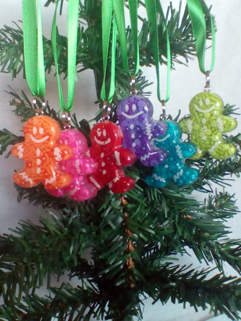 Set of 6 rainbow gingerbread man Christmas ornaments  LGBT image 0