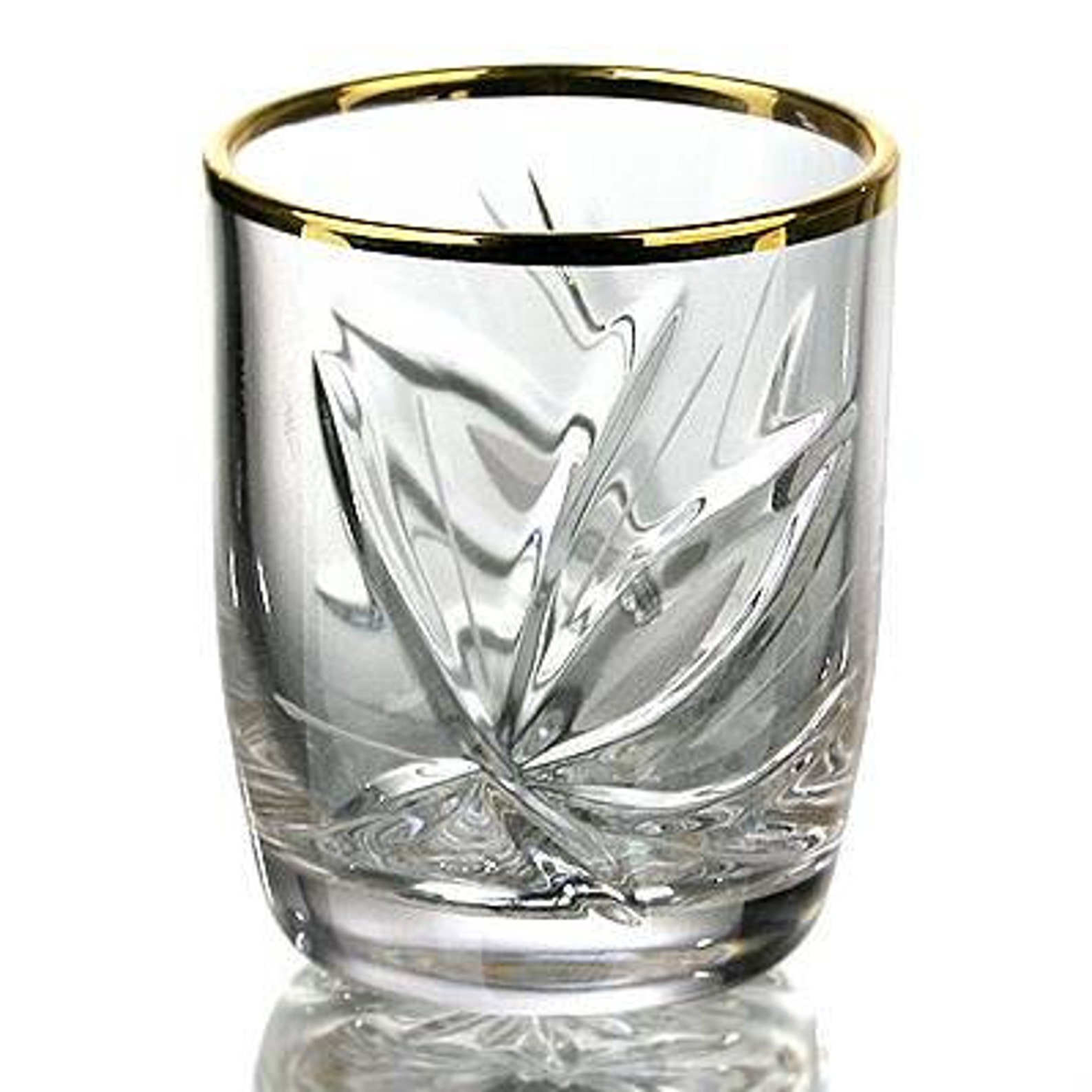 Cut Crystal Shot Glasses GOLD Rimmed Hand Made VodkaCognac Etsy