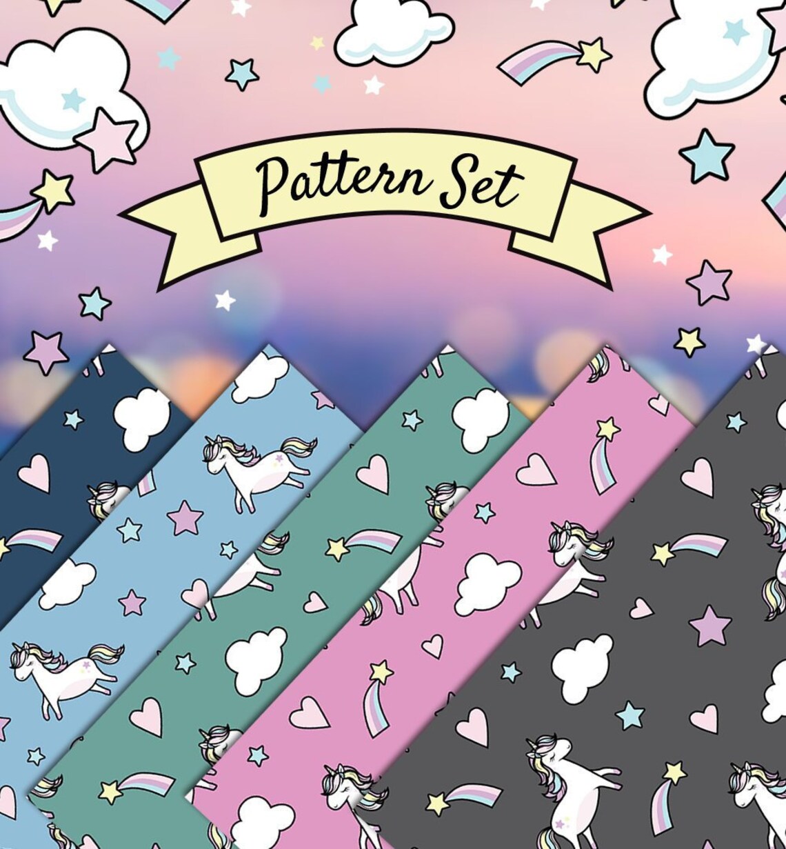 cute unicorn scrapbooking paper origami set printable magic etsy