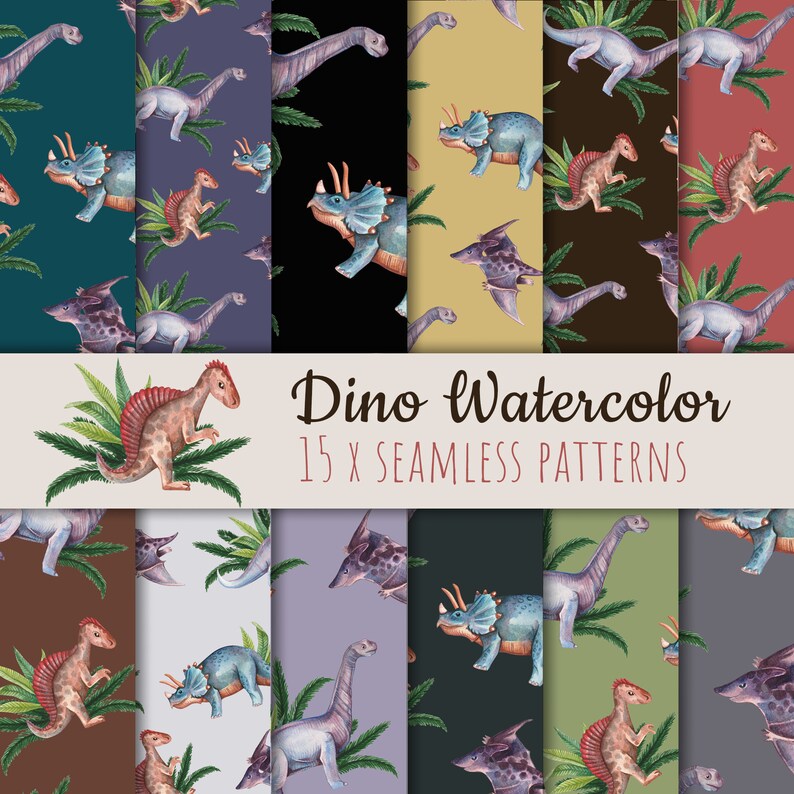 Download Background Watercolor Illustration 15 X Dino Watercolor Seamless Pattern Digital Paper Decoupage Commercial Scrapbooking Paper Ephemera Paper Party Supplies Safarni Org