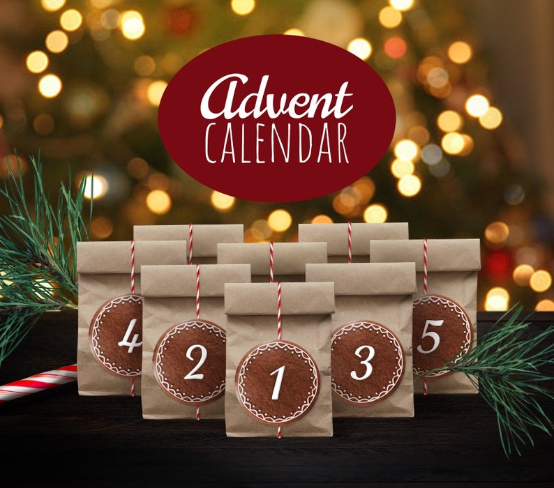Christmas Gingerbread cookie Advent Calendar Printable DIY Etsy