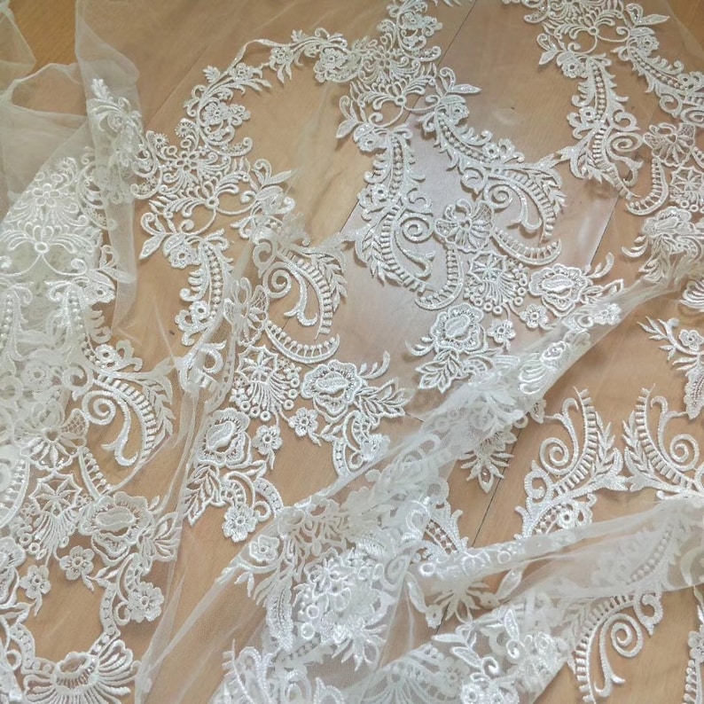 2019 New collection bridal ivory lace fabric rayon guipure lace fabric French lace embroidery lace for wedding dress