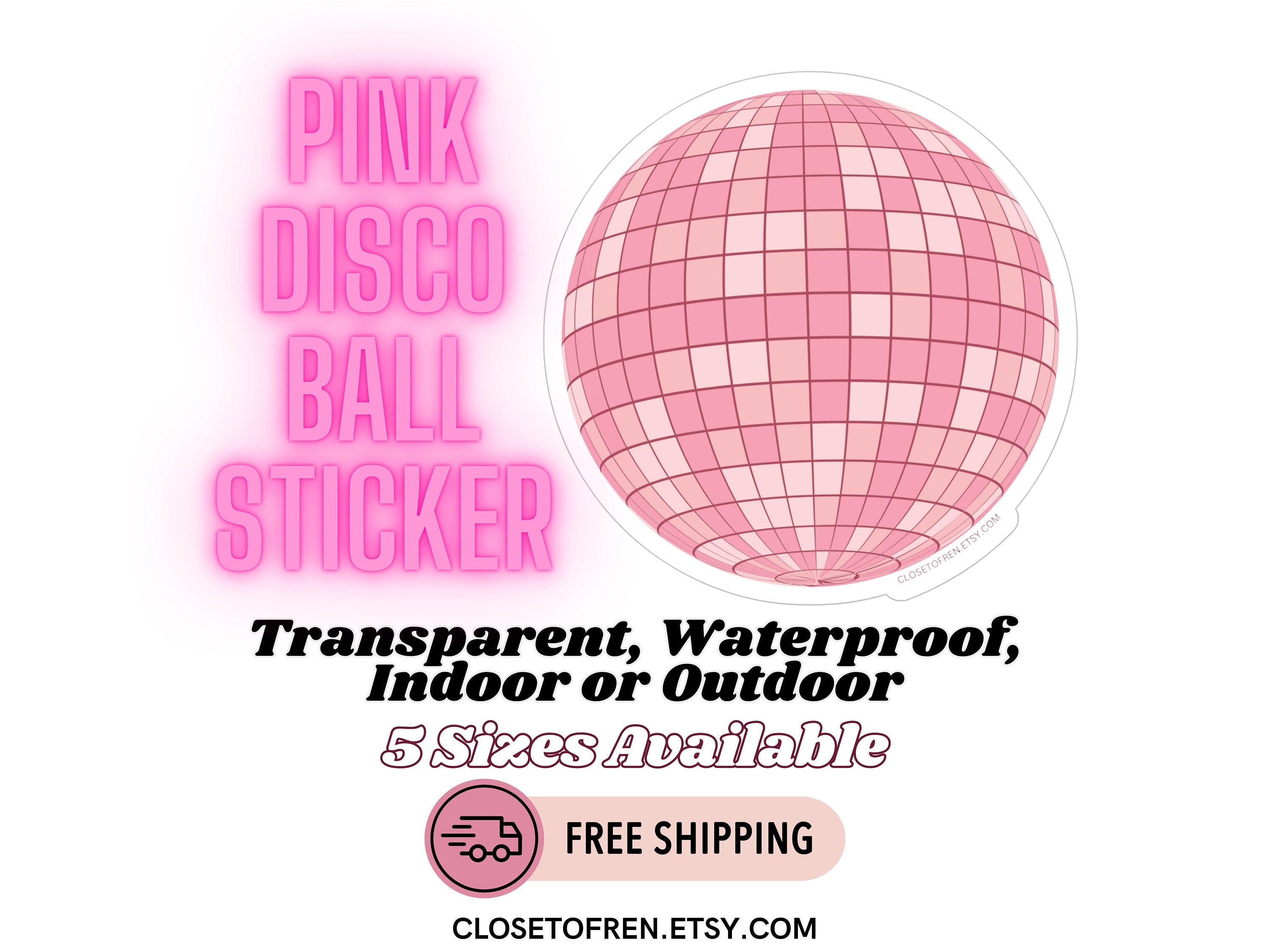 Disco Mirror Ball Sticker Decal, Silver Art Vinyl Laptop Cute Waterbottle  Tumbler Car Waterproof Bumper Clear Aesthetic Die Cut Wall