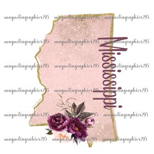 Mississippi Sublimation Design, Printable File, Home Sweet Home Digital Graphics, Digital Download, Mississippi Floral PNG Design