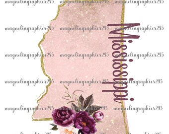 Mississippi Sublimation Design, Printable File, Home Sweet Home Digital Graphics, Digital Download, Mississippi Floral PNG Design