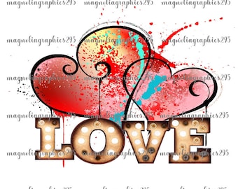 Love Sublimation Design, Clip Art, Printable File, Heart Digital Graphics, Love with hearts Printable PNG File, Heart Design
