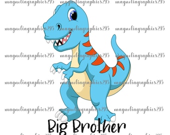 Großer Bruder Sublimationsdesign, Digitales PNG Design, Dino PNG Design, Geschwister Druckbares Design, Dinosaurier Bruder PNG Design, Kleiner Bruder