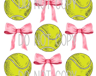 Coquette Bow Tennis PNG Design, Girly Tennis Sublimation Design, Coquette Bow Tennis Design, Sports Design, Tennis Printable PNG