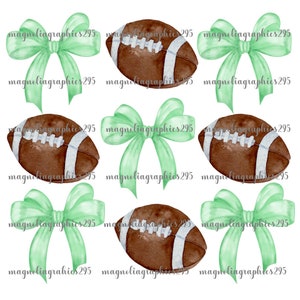 Football Coquette Bow PNG Design, Girly Football Sublimation Design, Coquette Bow Football Design, Sports Design, Green Bow Football PNG