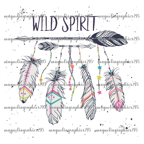 Wild Spirit PNG, Feather Digital Download, Wild Spirit Feather Sublimation Design, Feather PNG Design, Arrow Printable Design