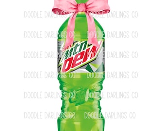 Diet Mountain Dew Coquette Bow PNG Design, Diet Mtn Dew Bottle Sublimation Design, Coquette Diet Mountain Dew Design, Drink Bow Design