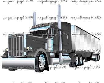 Conception de sublimation de camion de fret, 18 Wheeler PNG Design, Semi Truck Printable Design, Grey Freight Truck PNG Design, Semi Truck PNG Design