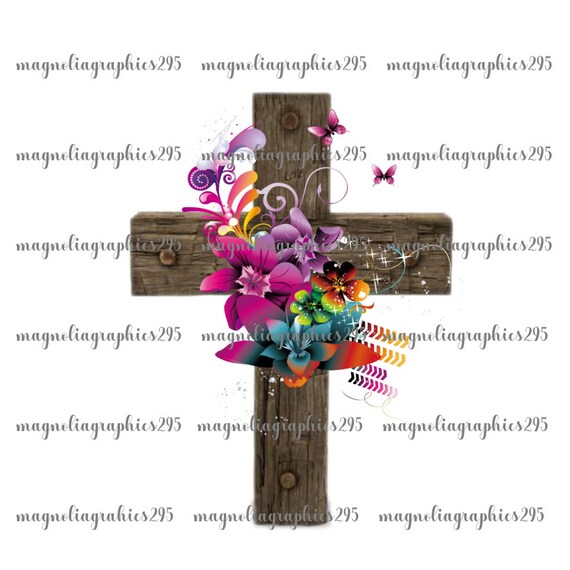 Cross Sublimation Design, Clip Art, Printable File, Cross Digital Graphics, Cross Printable File, Floral Sublimation Design, PNG File