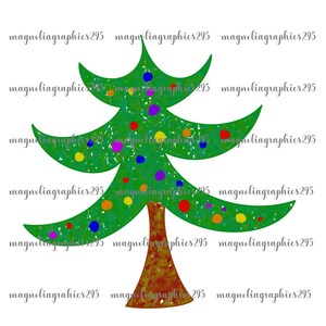 Christmas Tree Sublimation Design, Whimsical Tree Clip Art, Printable File, Christmas Digital Graphics, Christmas Tree Printable File