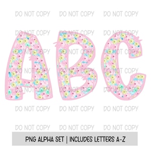 Pastel Doodle Alpha, Flower Doodle Letters, Spring Doodle Alpha, Sublimation Design, PNG, Digital Download, Printable Doodle Font, PNG Alpha