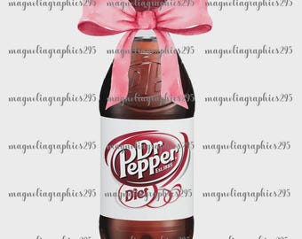 Design PNG con fiocco Coquette Dr Pepper, design per sublimazione della bottiglia Dr Pepper, design Diet Coquette Dr Pepper, design fiocco Coquette per bevanda preferita