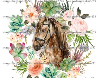 Horse PNG, Horse Sublimation Designs, Horse Loving Girl PNG Design, Horse Printable Design, Horse Sublimation Design, Floral Horse Design