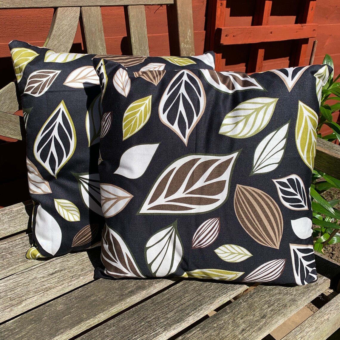 Leaves Patterned Cushion 40x40cm black Etsy