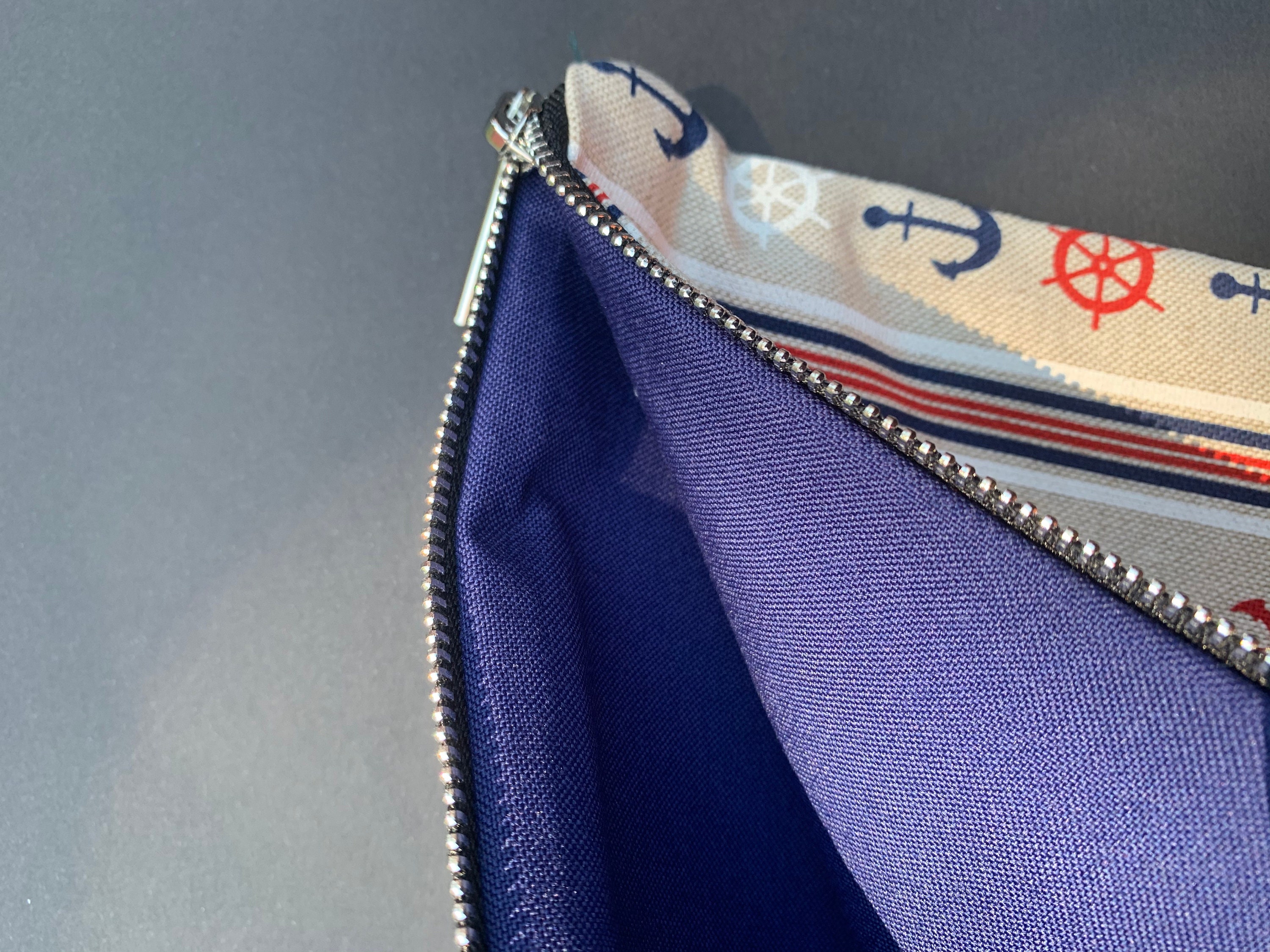 Nautical/ Navy Zip Pouch (18x30cm) - Etsy