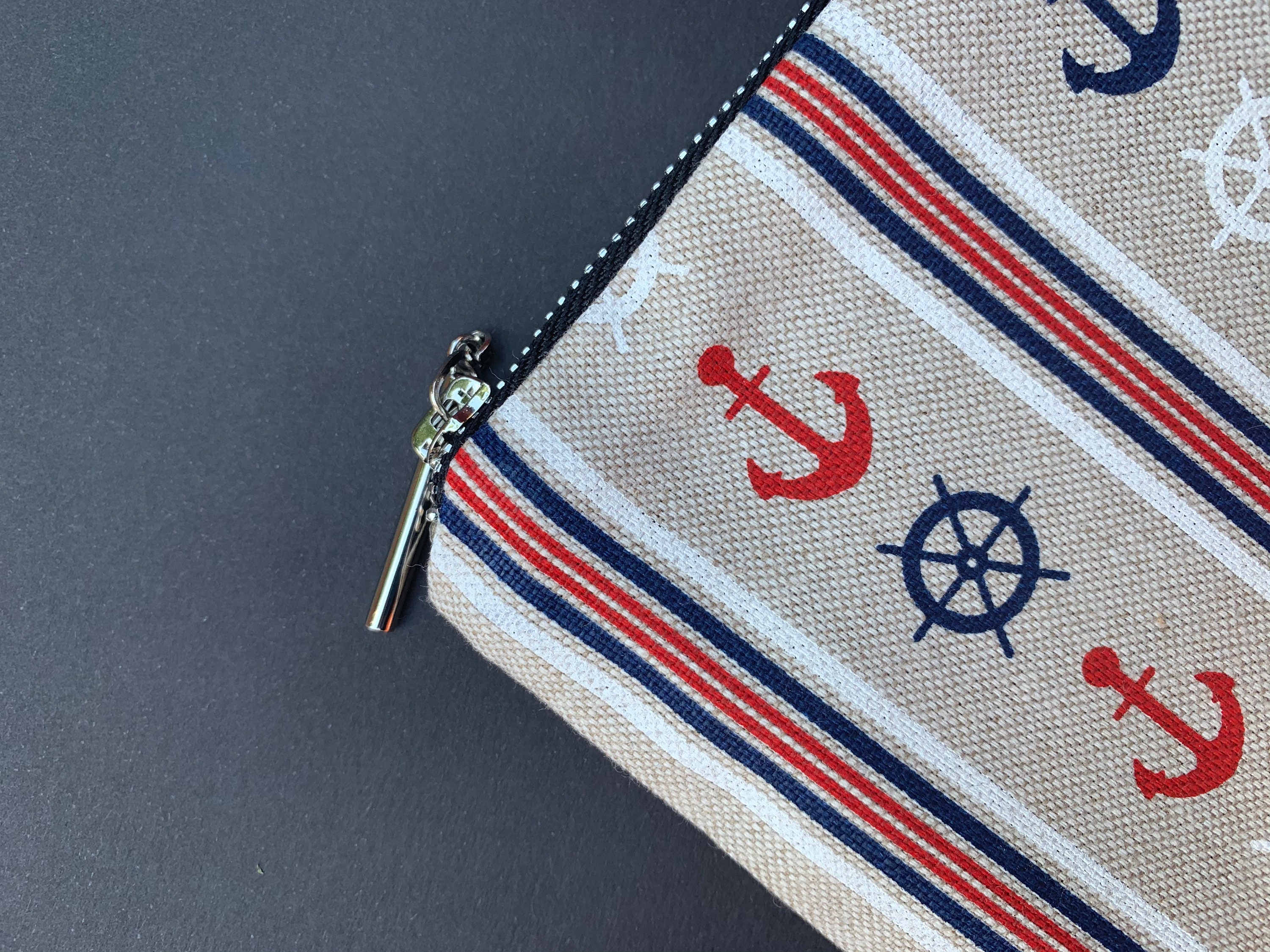 Nautical/ Navy Zip Pouch (18x30cm) - Etsy