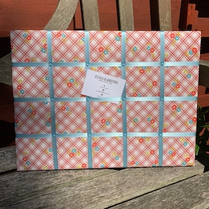 Floral Check Stoff Memo Board 30x42cm
