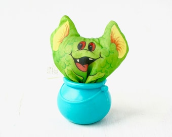 Juguete vintage de duende verde de Smooshees / Peluche de Halloween de los años 80 / Coleccionable de monstruos retro
