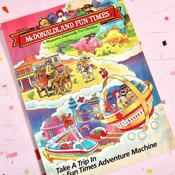 McDonaldland Fun Times Magazine, Vintage 80s Nostalgia Happy Meal Cartoon Book, McDonald Land Character Story Activity Fun Book for Kids