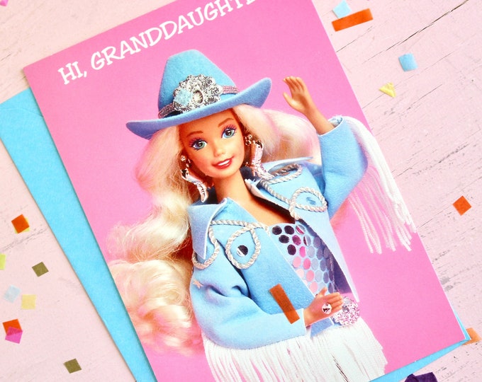 90s Western Stamping Barbie Doll Birthday Card With Envelope, Vintage ...