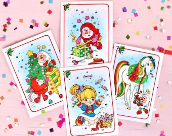 Authentische Vintage-Weihnachtskarten von Rainbow Brite | Weihnachtskarten aus den 80er Jahren | Sammlerstücke