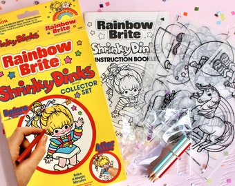 Rainbow Brite Shrinky Dinks Collector Activity Set, Vintage 80s Rainbow Brite Starlite Sprites Colorforms Kids Toy
