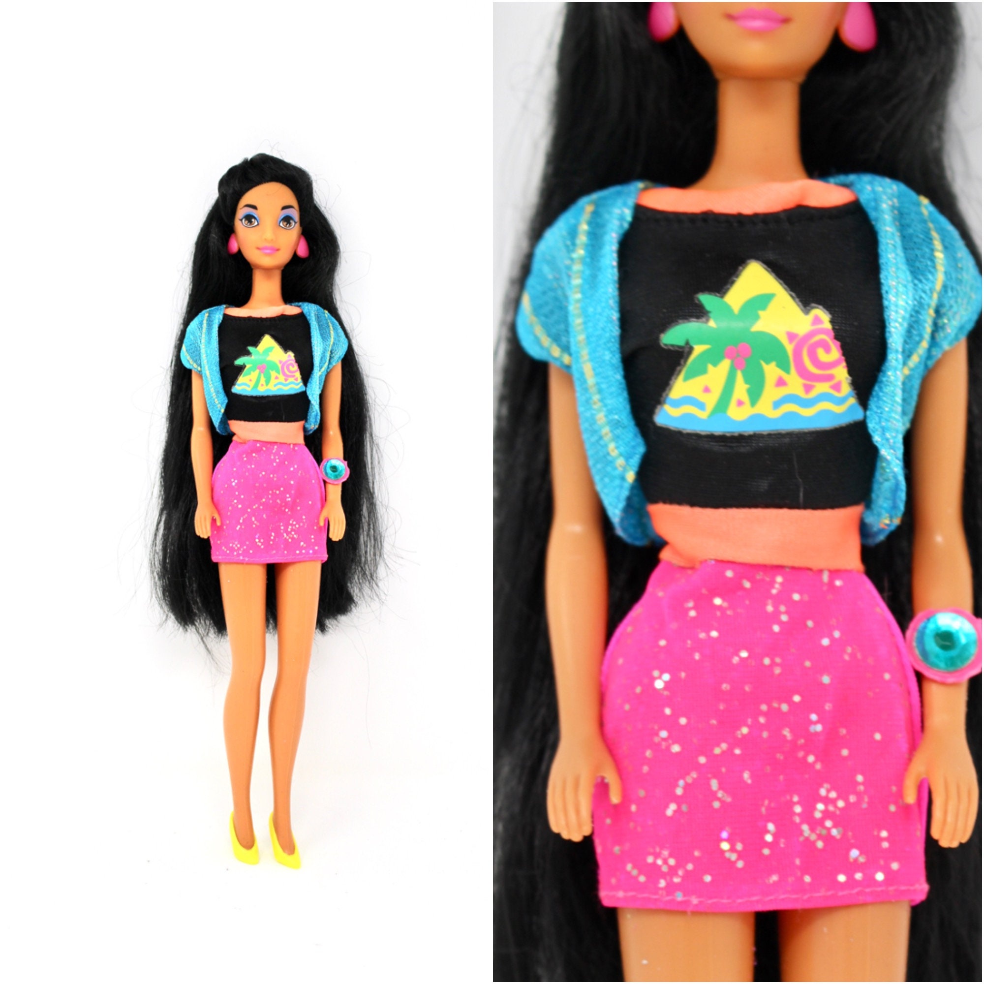 90s Glitter Hair Barbie Fashion Dress Outfit and Pumps Lot | Etsy
