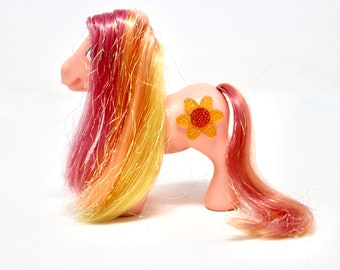 My Little Pony G3 Sunny Sparkles, 2005 Vintage MLP Pink Orange Pony with Sunflower Cutie Mark and Sparkly Hair