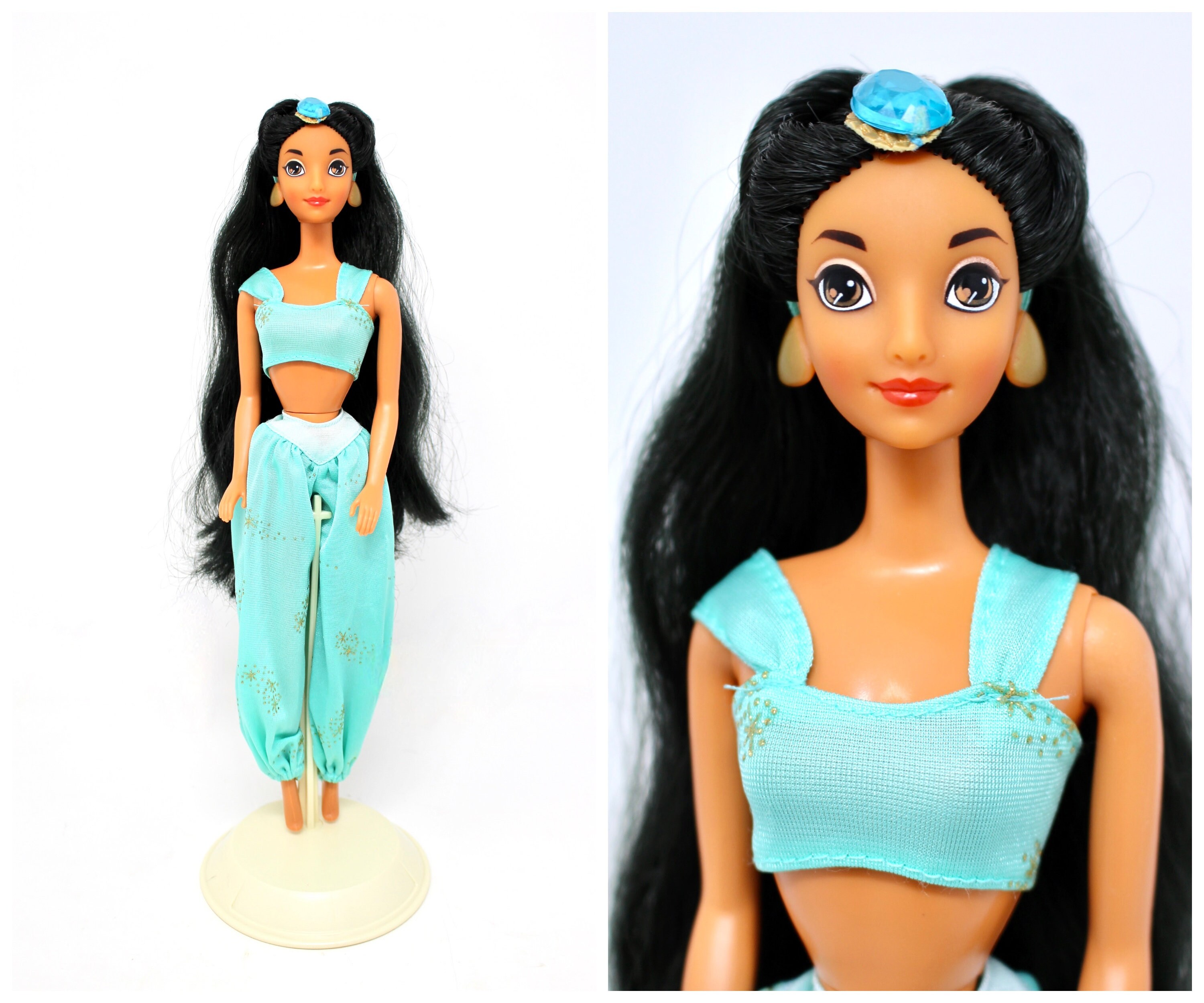 Disney Princess Jasmine Barbie Doll Vintage 1990s Blue Green Jasmine Fashion Doll Original 90s Aladdin Barbie Doll Jasmine Doll Outfit Etsy