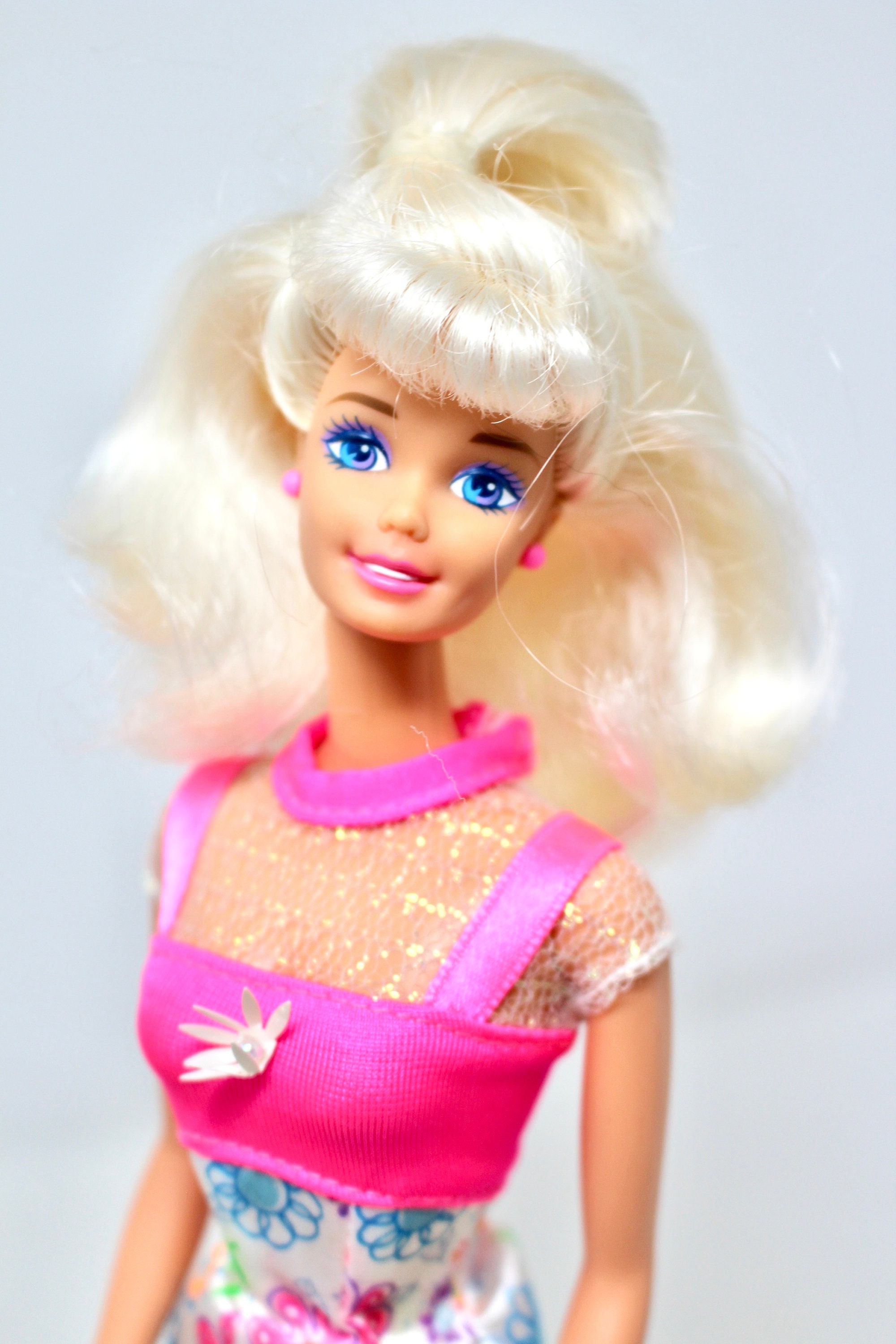 1996 Flower Fun Barbie Doll in Original Fashion, 1990s Pink 1996 Flower Fun Barbie Doll in Original Fashion, 1990s Pink